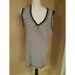 JMS Just My Size Women Plus Size 1X Black White Striped Tank Top Cami Shirt